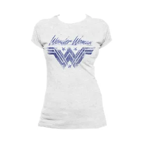 DC Wonder Woman  Logo Watermark Official Women's T-shirt (Heather Grey)