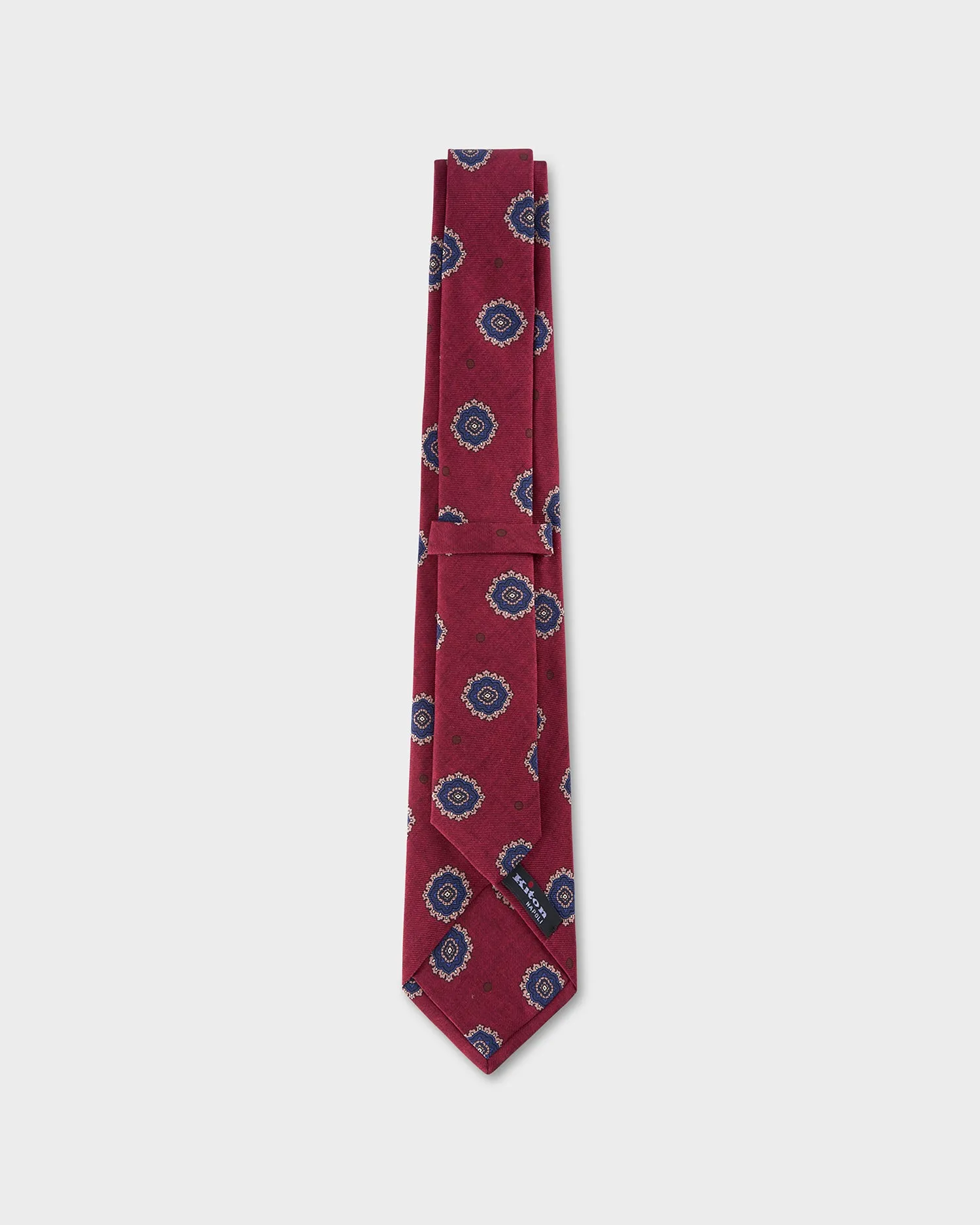 Deep Red With Navy And Beige Pattern Tie
