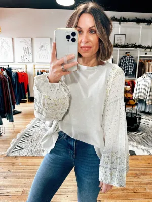 Demi Washed Mixed Print Slub Top
