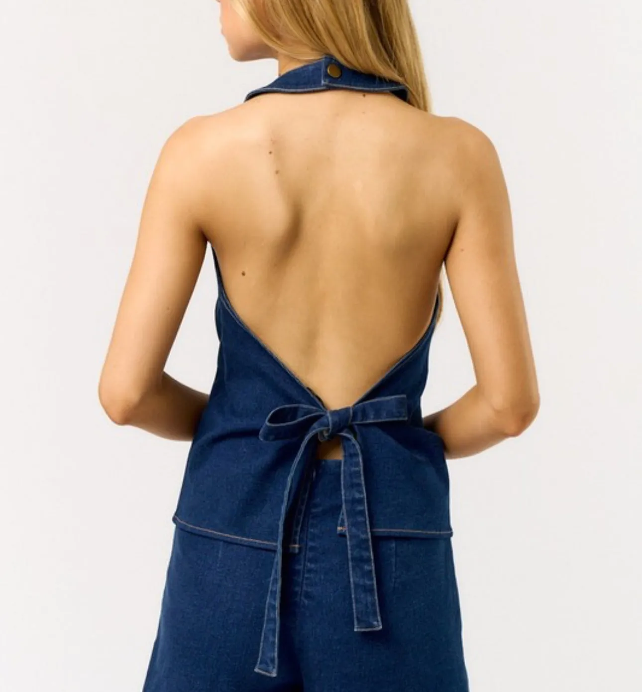 Denim halter vest