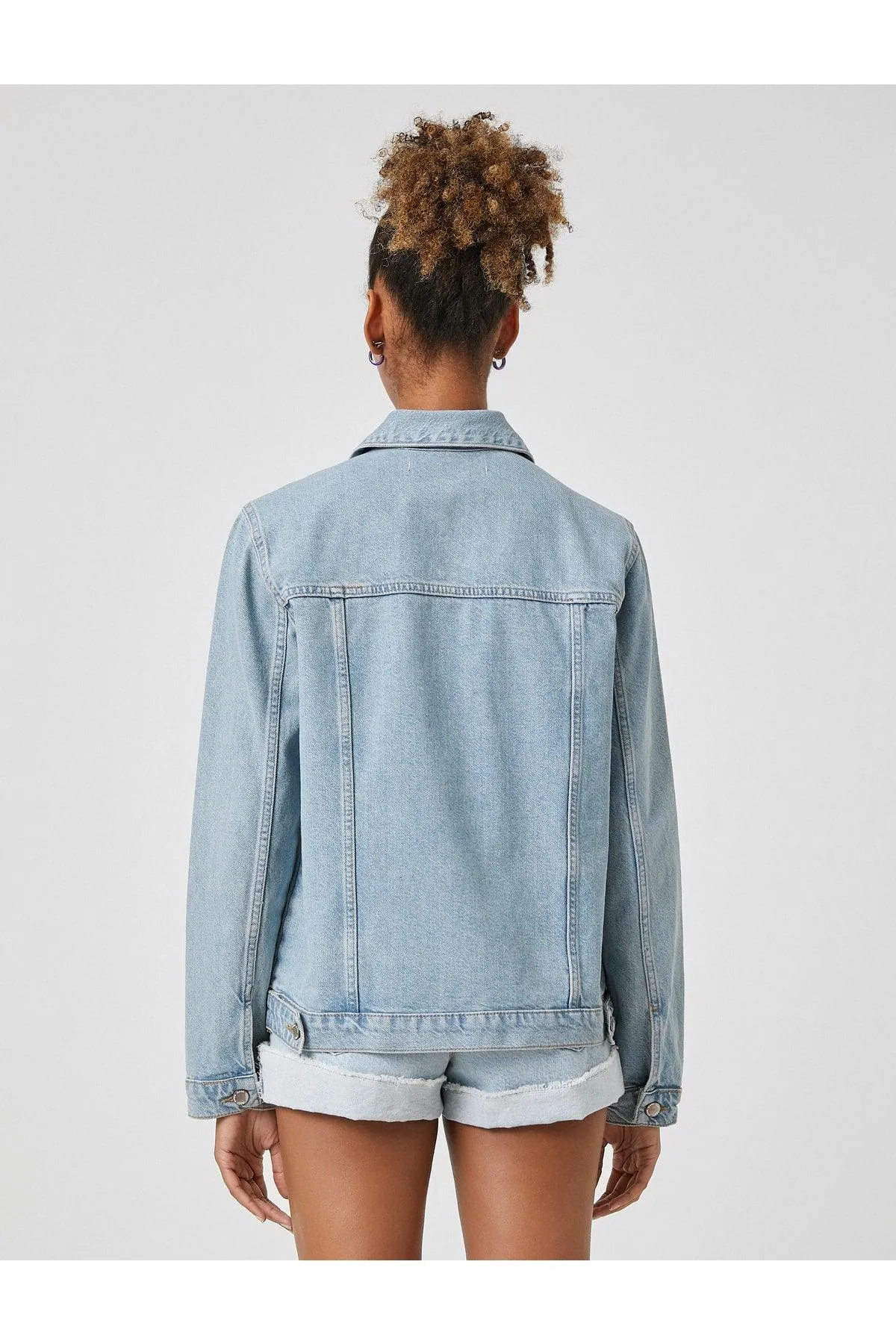 Denim Jacket Shirt Collar Long Sleeve Pocket Detailed