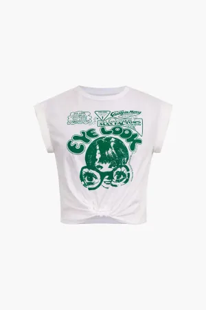 Diane - Eye Catching Graphic Knot Hem Woman's T Shirt
