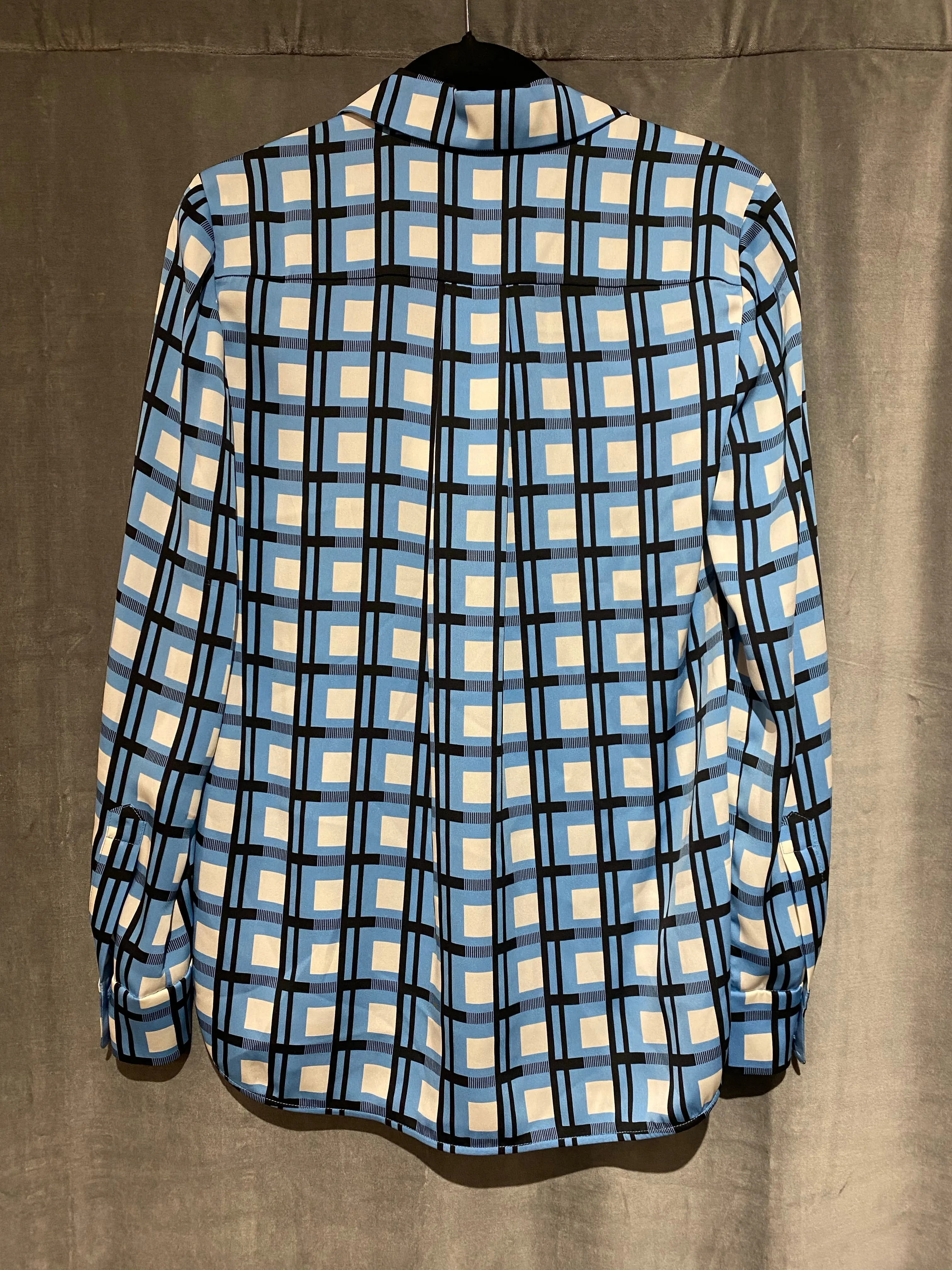 Diane Von Furstenberg Long Sleeve Silk Plaid Blouse
