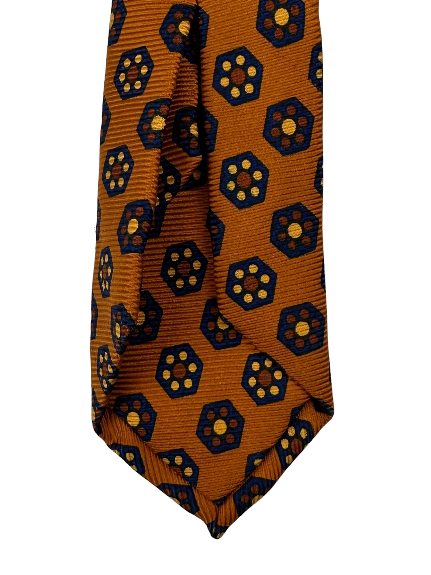 E. Marinella 7-Fold Orange Geometric Silk Tie