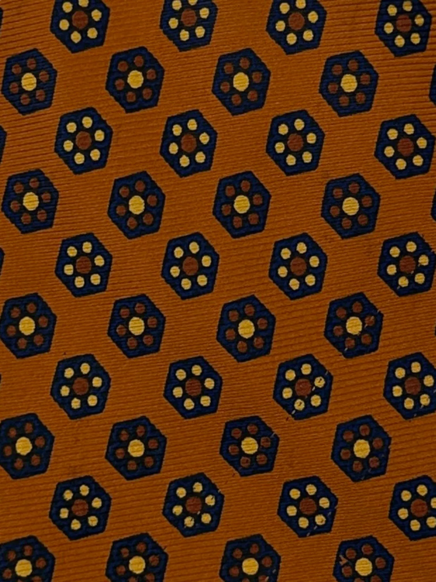 E. Marinella 7-Fold Orange Geometric Silk Tie
