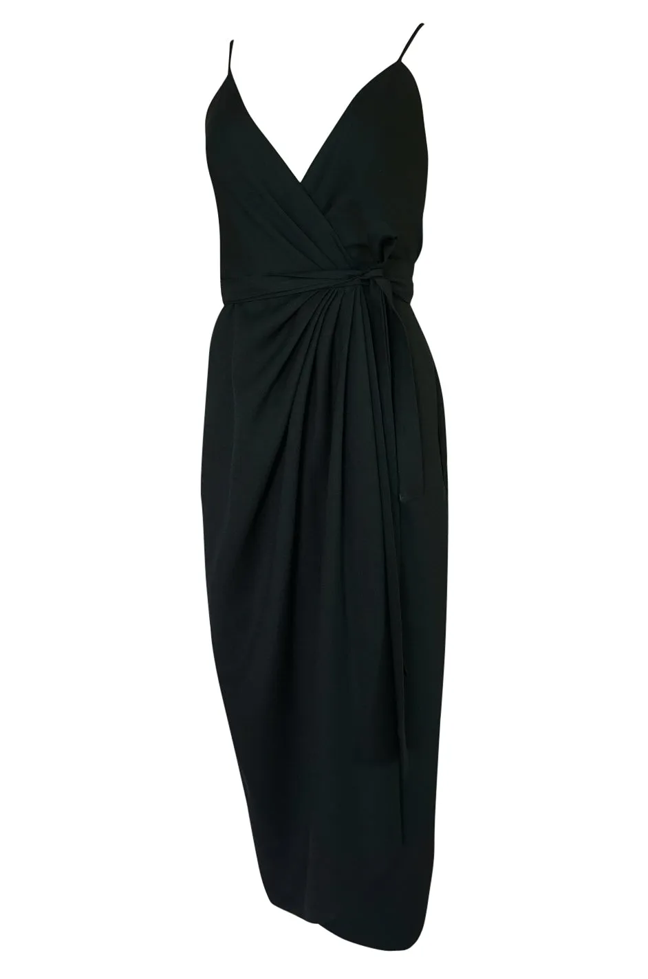 Early 1970s Polly Peck by Sybil Zelker Liittle Black Wrap Dress