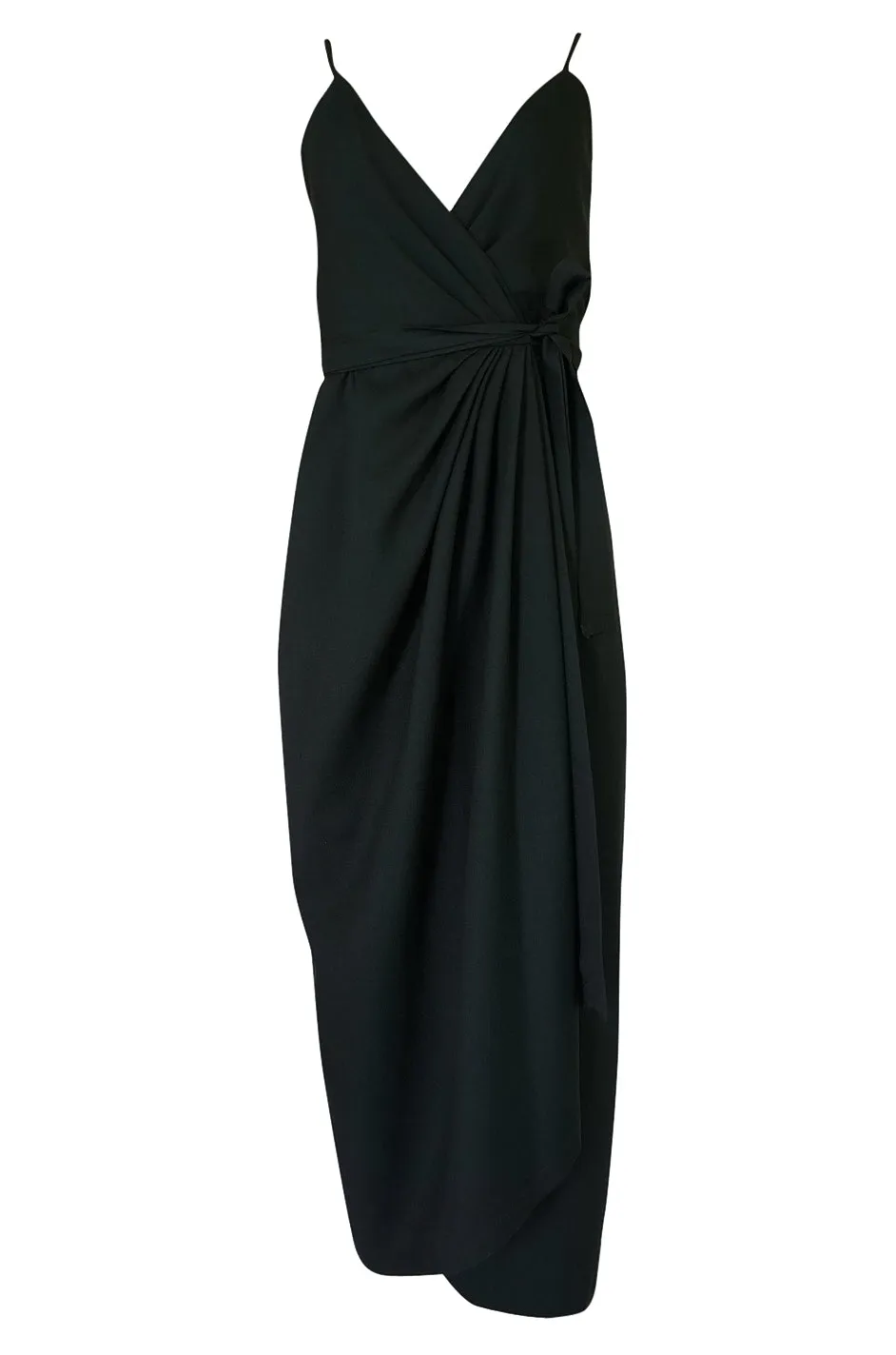 Early 1970s Polly Peck by Sybil Zelker Liittle Black Wrap Dress