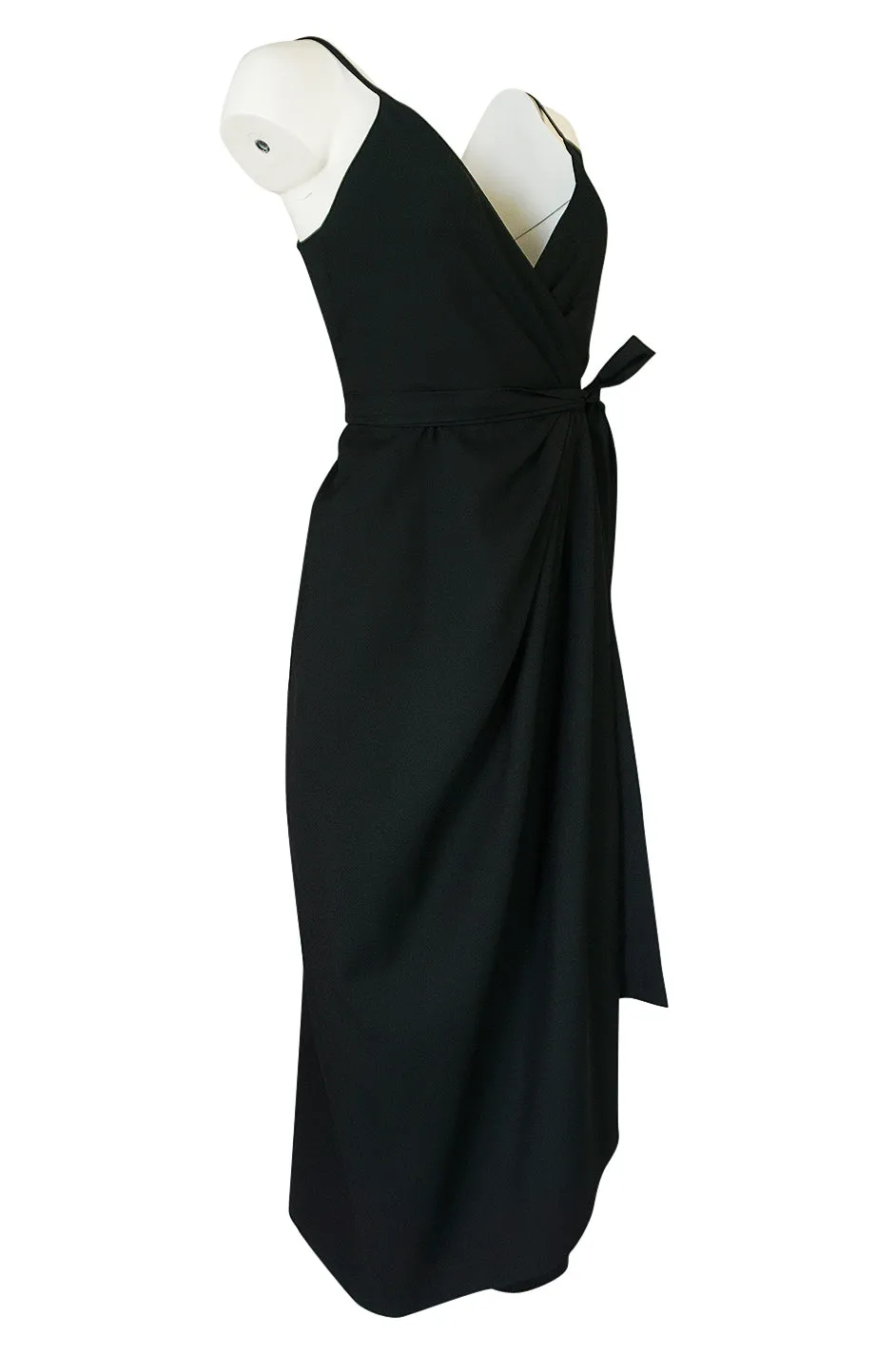 Early 1970s Polly Peck by Sybil Zelker Liittle Black Wrap Dress