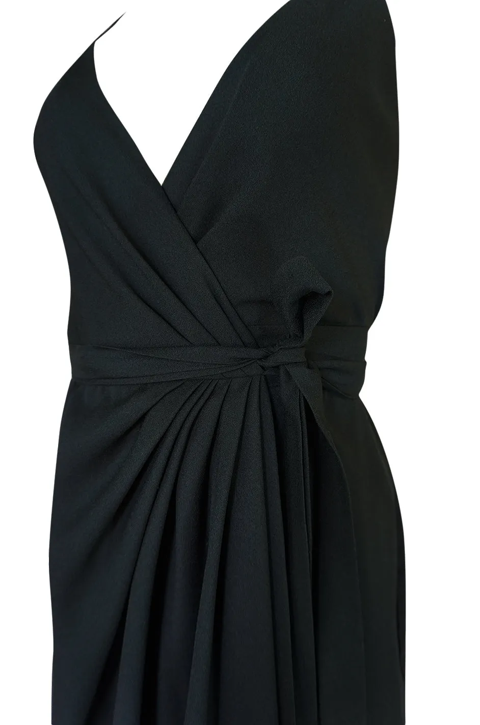 Early 1970s Polly Peck by Sybil Zelker Liittle Black Wrap Dress