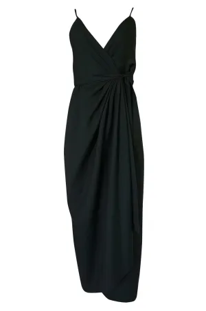 Early 1970s Polly Peck by Sybil Zelker Liittle Black Wrap Dress
