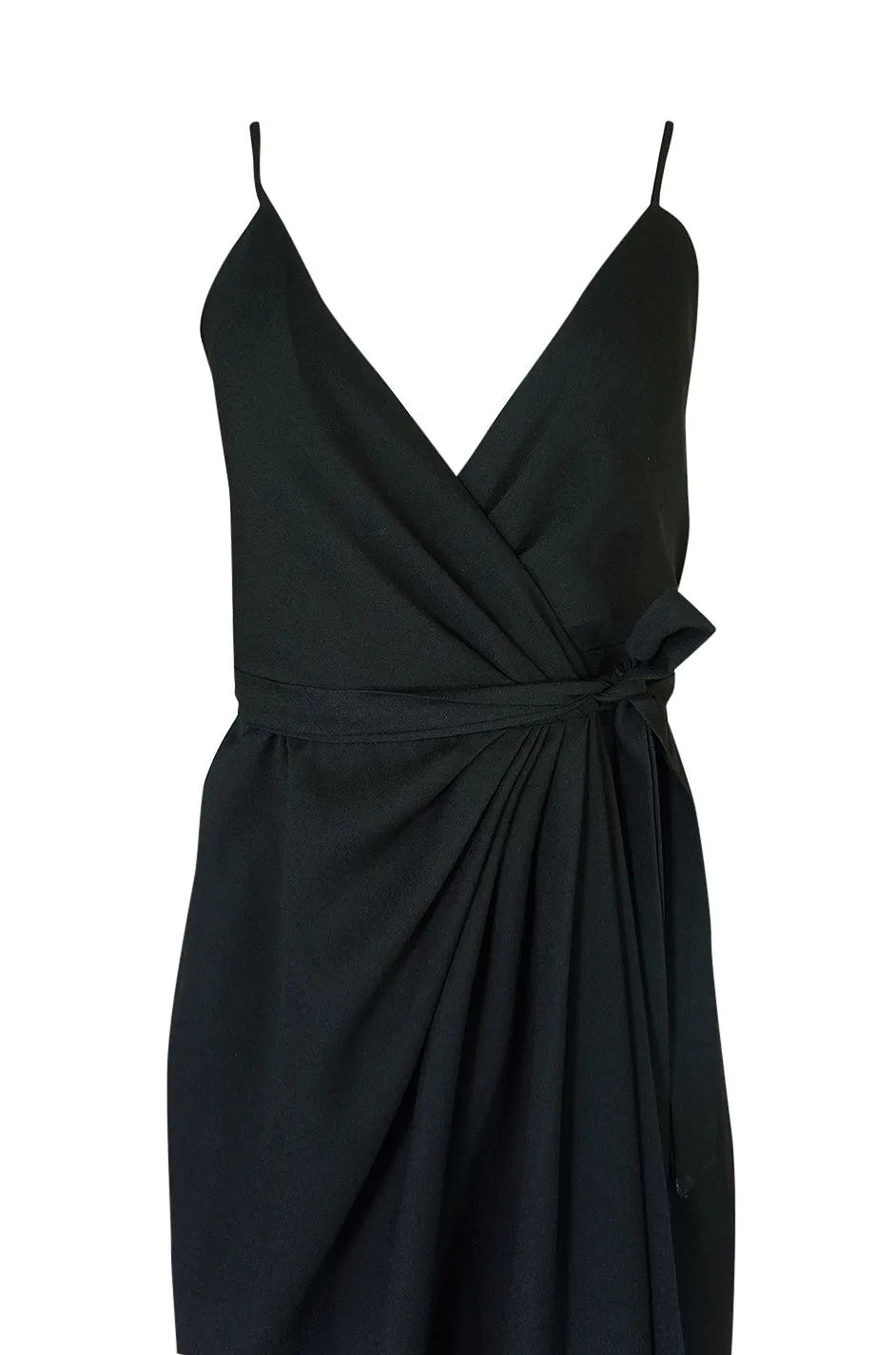 Early 1970s Polly Peck by Sybil Zelker Liittle Black Wrap Dress