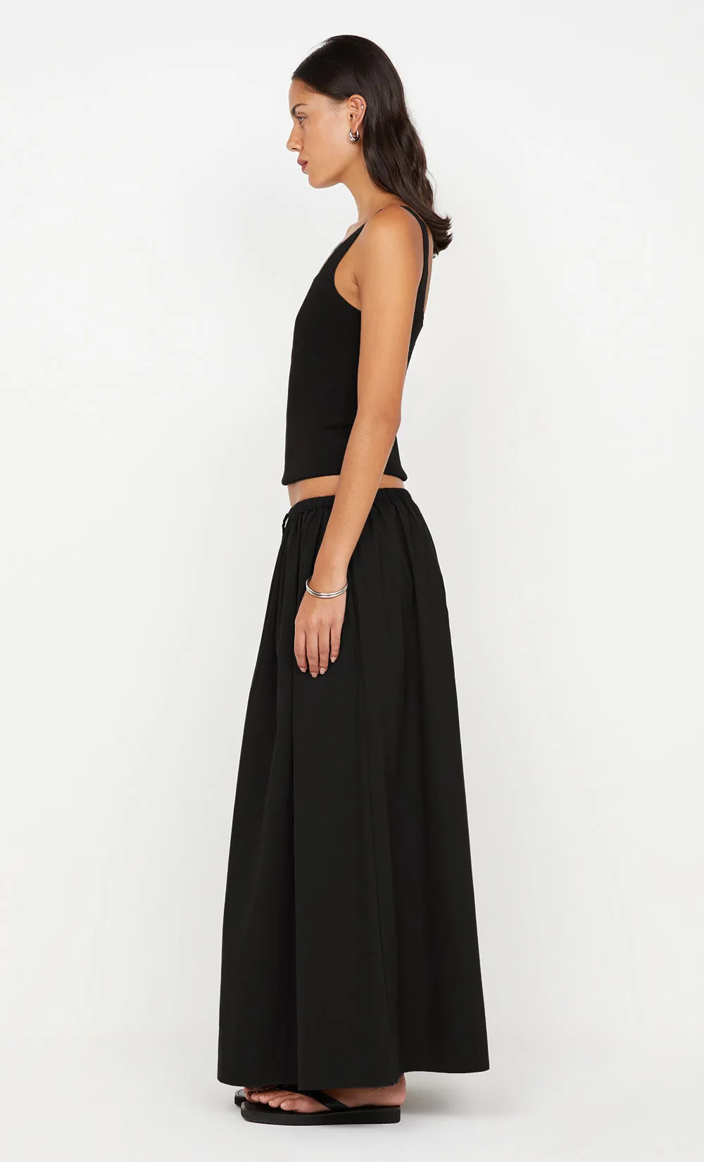 ELEANOR DRAWCORD MAXI SKIRT - BLACK