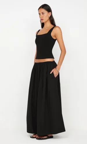 ELEANOR DRAWCORD MAXI SKIRT - BLACK