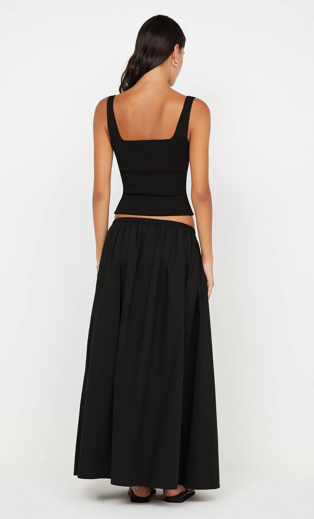 ELEANOR DRAWCORD MAXI SKIRT - BLACK