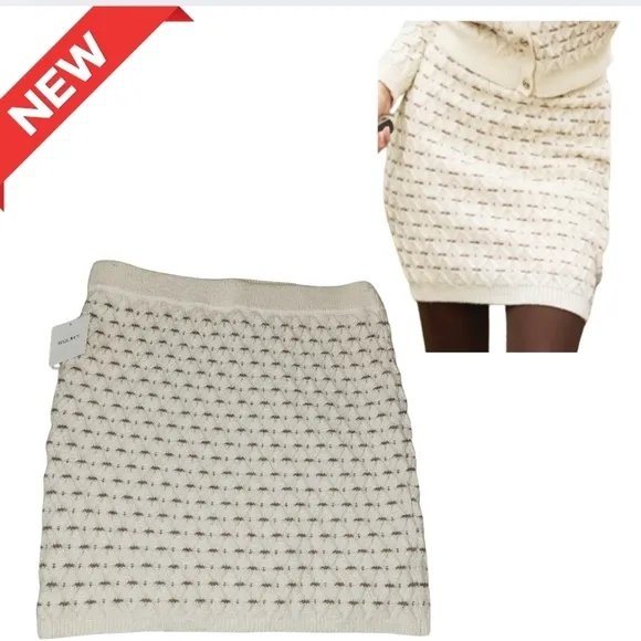 Ellen Tracy Ivory knit Sweater Knee Skirt XL