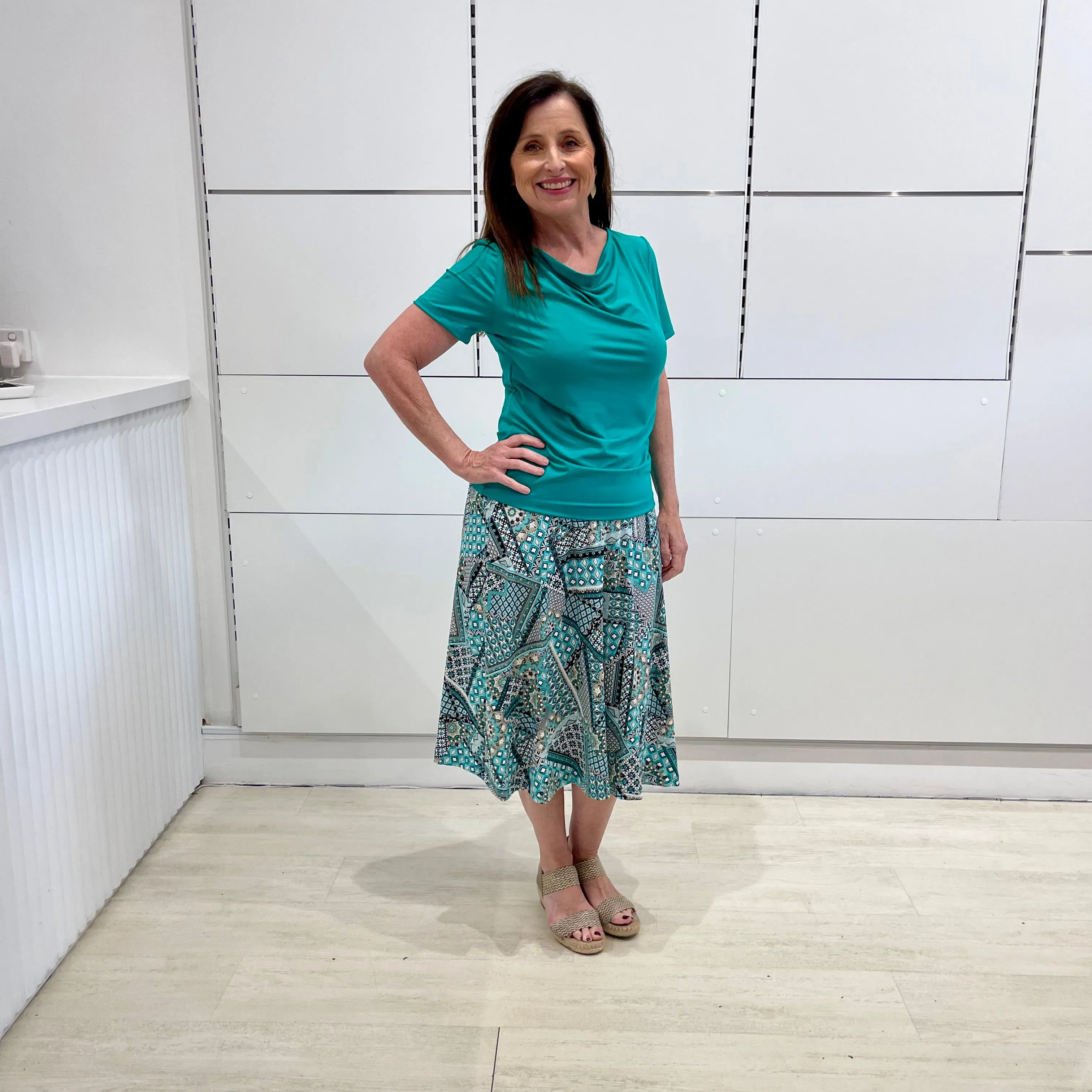 Emerald Short Sleeve Cowl Neck Top