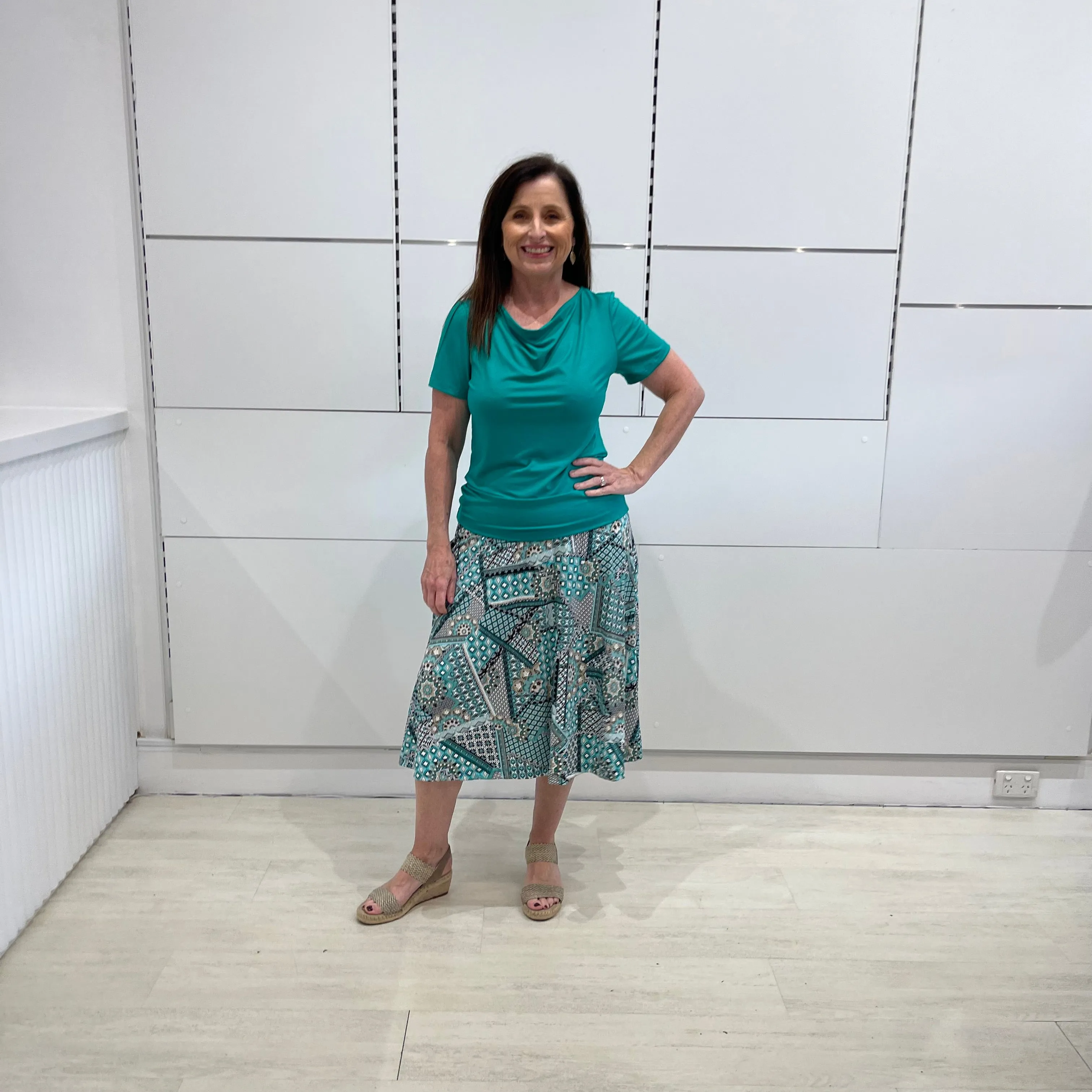 Emerald Short Sleeve Cowl Neck Top