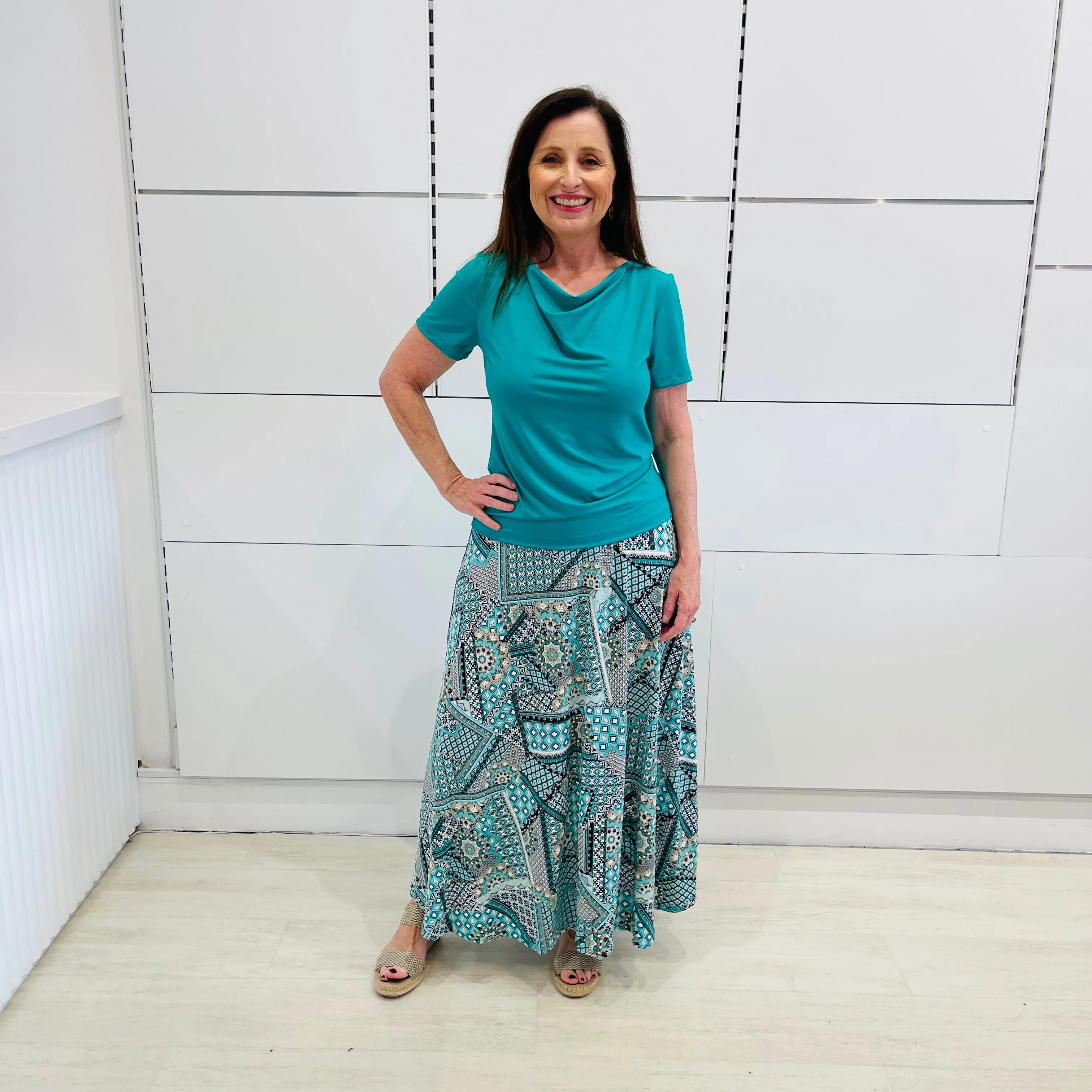 Emerald Short Sleeve Cowl Neck Top