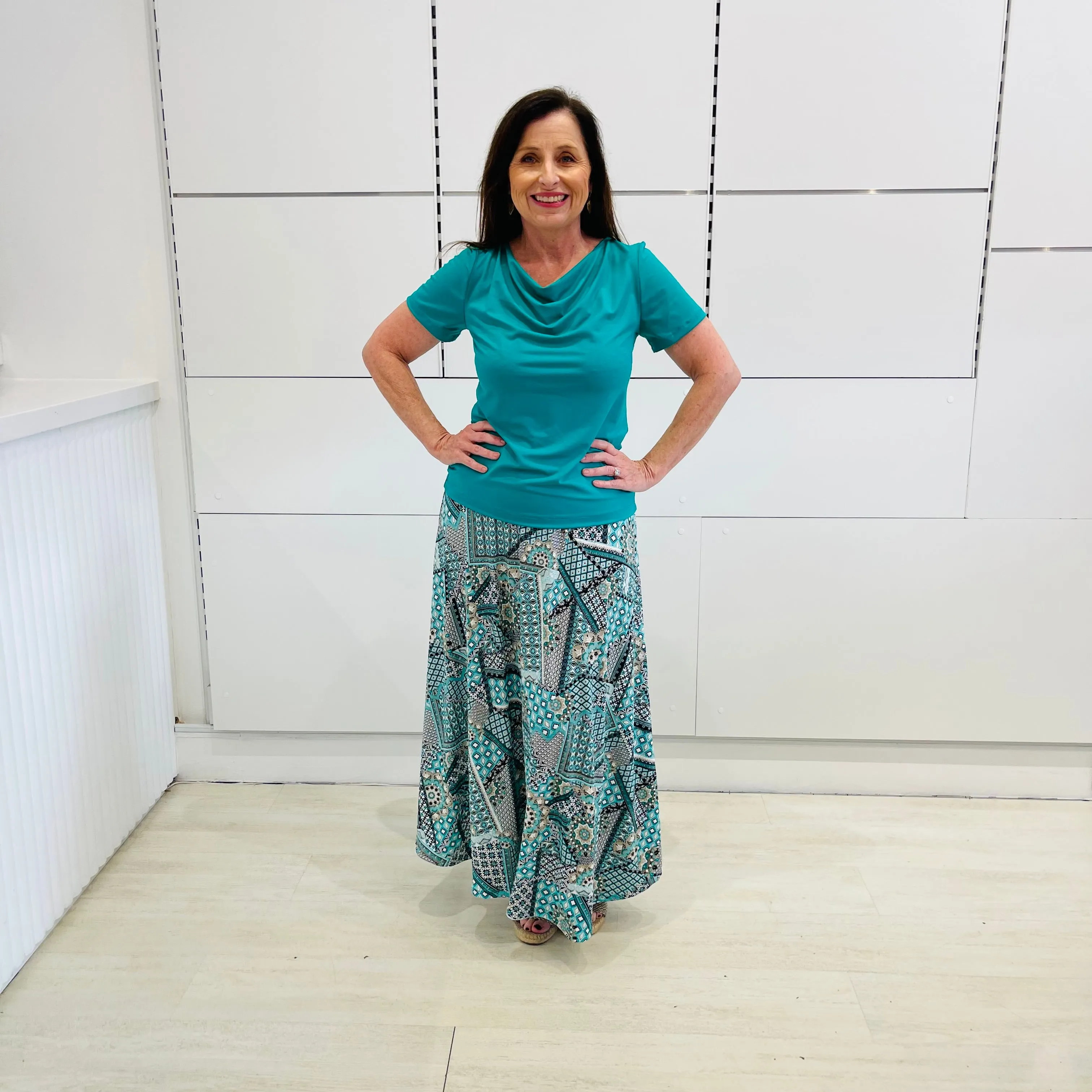 Emerald Short Sleeve Cowl Neck Top