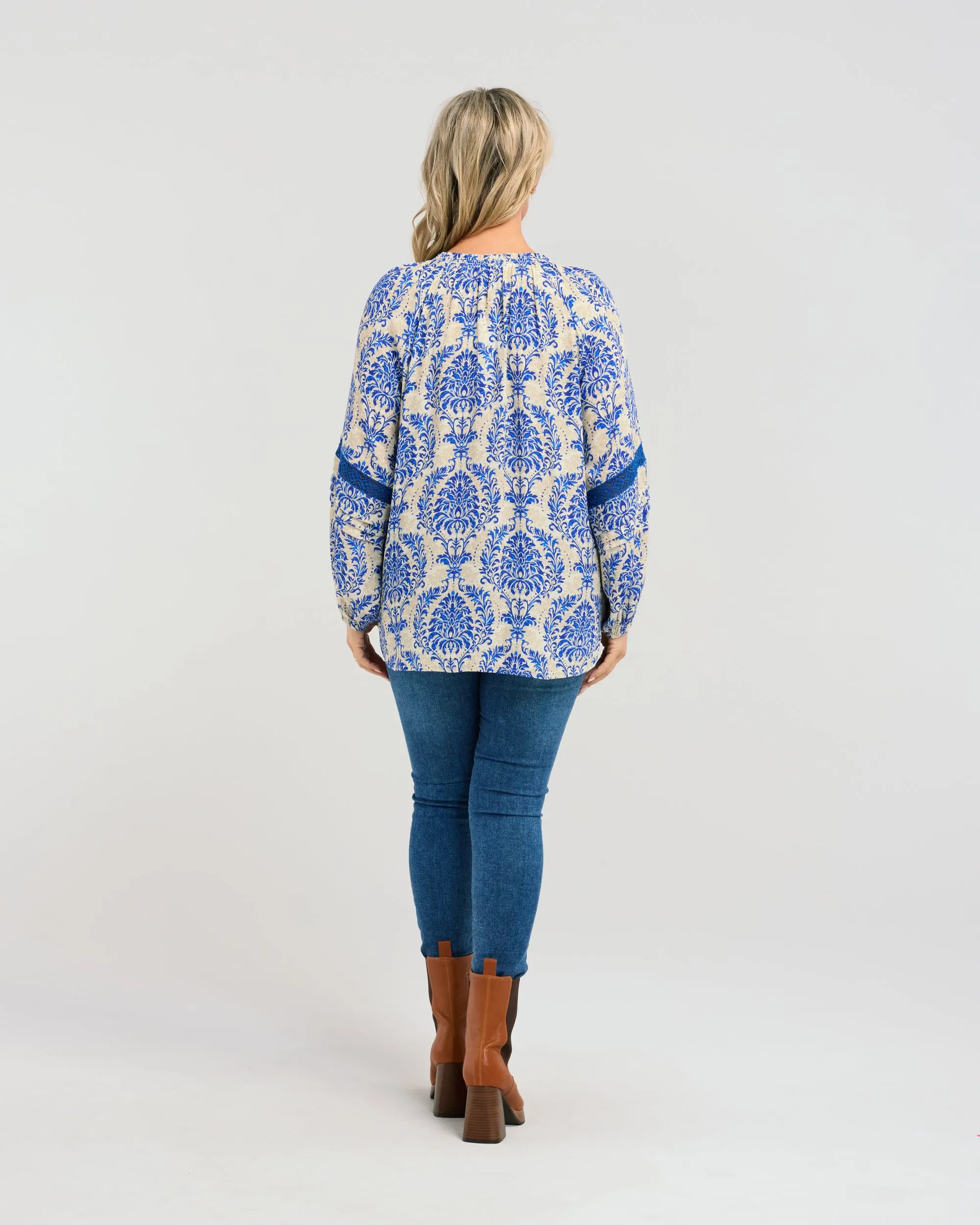 Enola Top | Blue Damask | Seduce