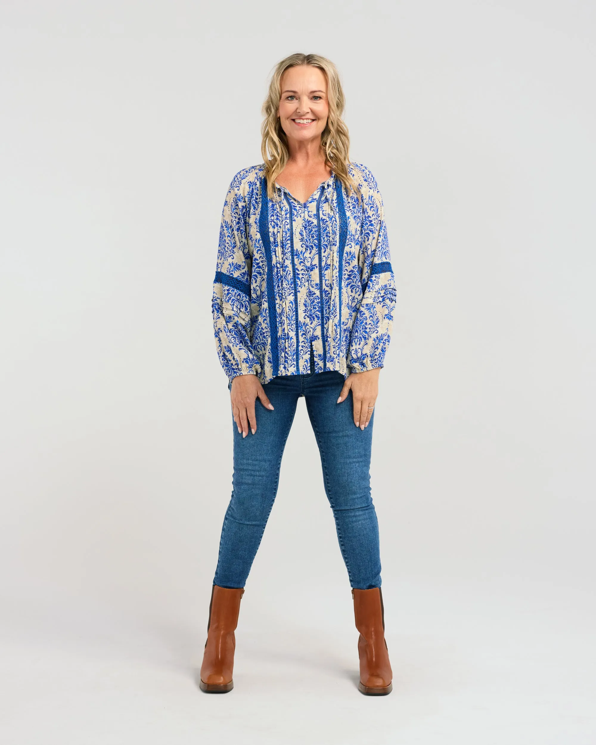 Enola Top | Blue Damask | Seduce