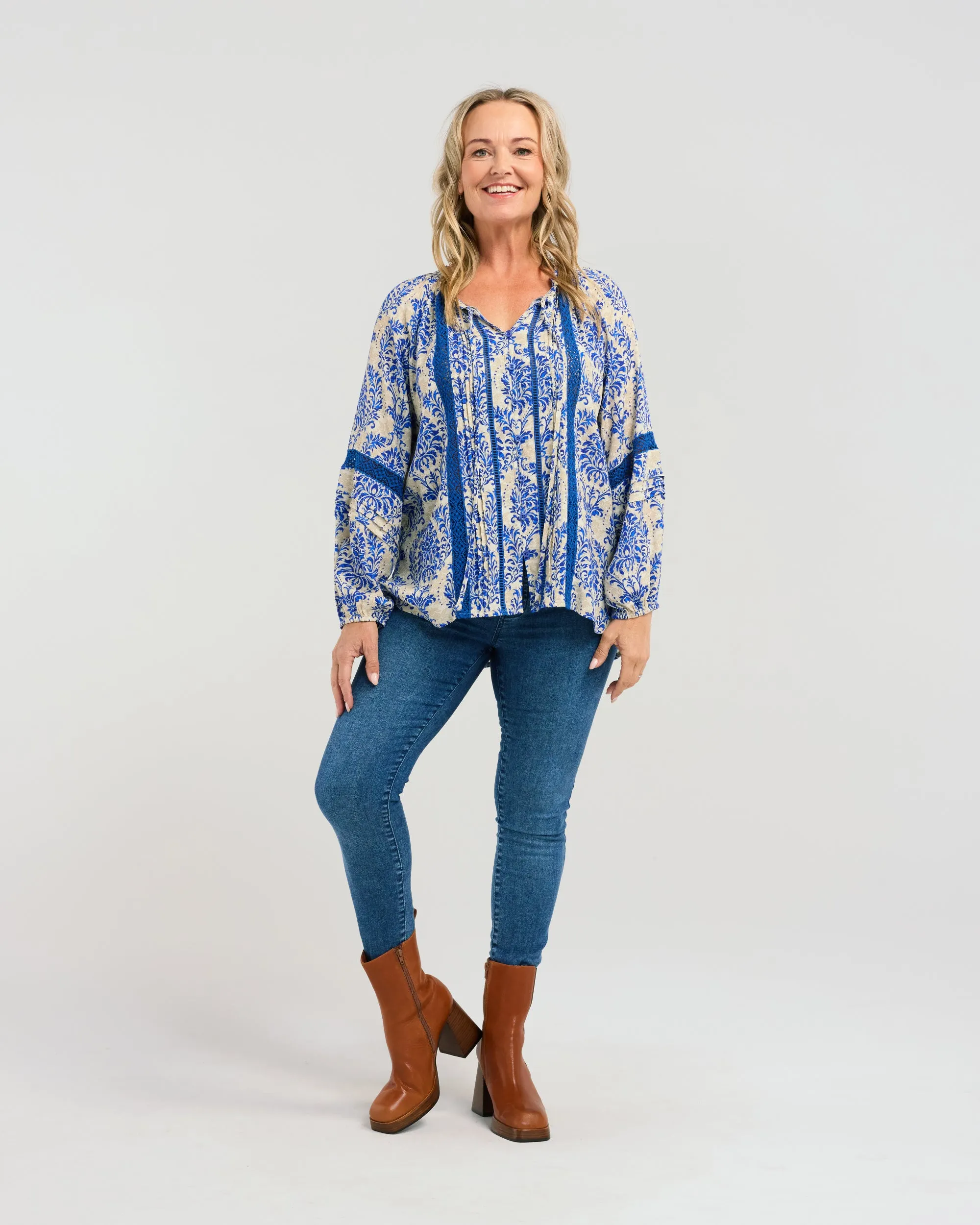 Enola Top | Blue Damask | Seduce