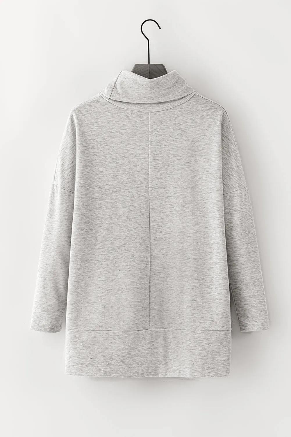 Erin Side Slit High-Low Cowl Neck Long Sleeve Blouse