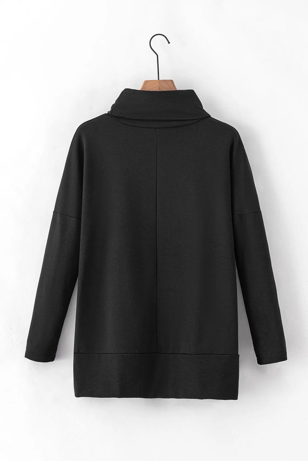 Erin Side Slit High-Low Cowl Neck Long Sleeve Blouse