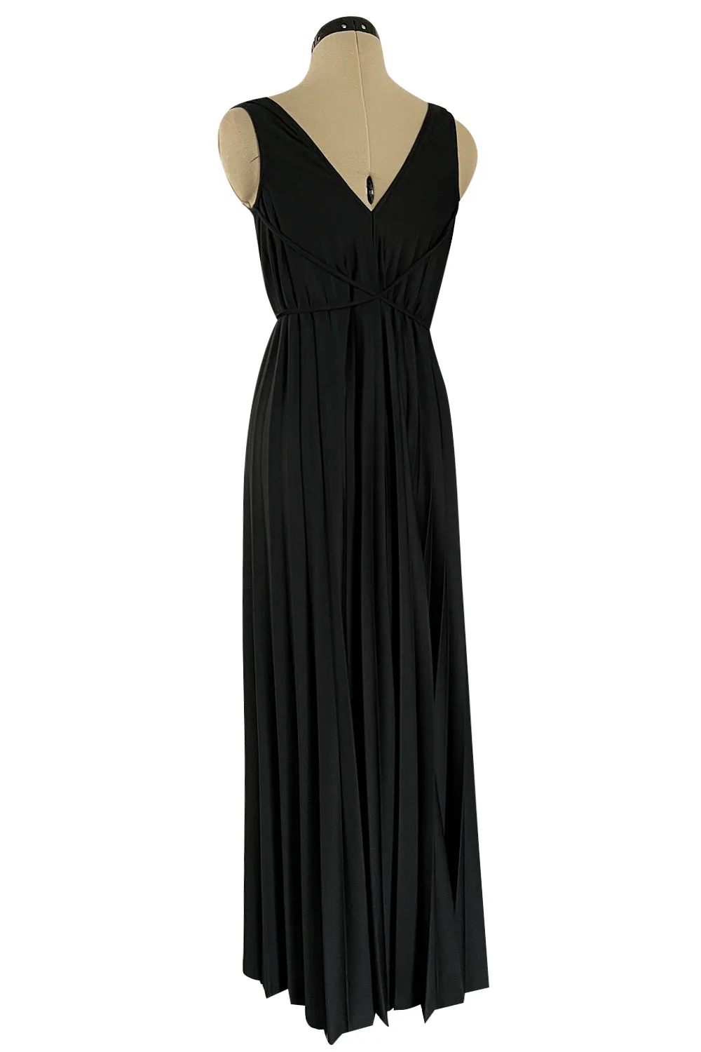 Fabulous 1970s Vicky Vaughn Extra Wide Leg Knife Pleated Jersey Jumpsuit