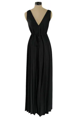 Fabulous 1970s Vicky Vaughn Extra Wide Leg Knife Pleated Jersey Jumpsuit
