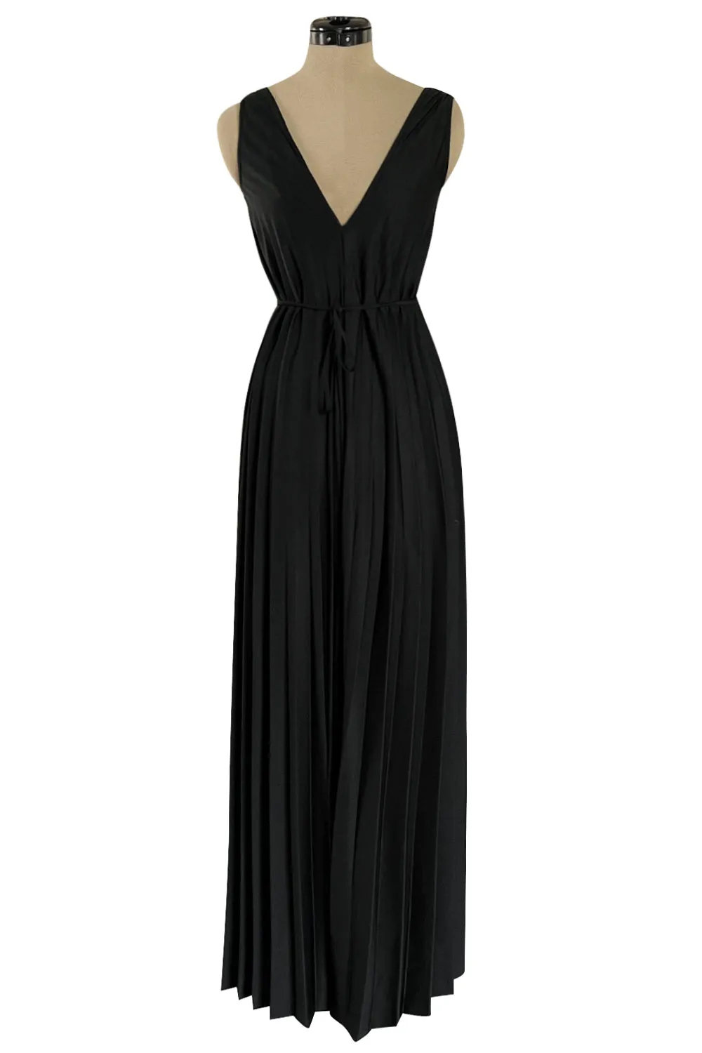 Fabulous 1970s Vicky Vaughn Extra Wide Leg Knife Pleated Jersey Jumpsuit
