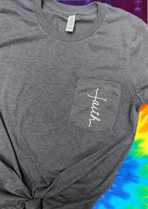 Faith Pocket Shirt | Pocket Print Shirt | Graphic T Shirt Unisex Crew