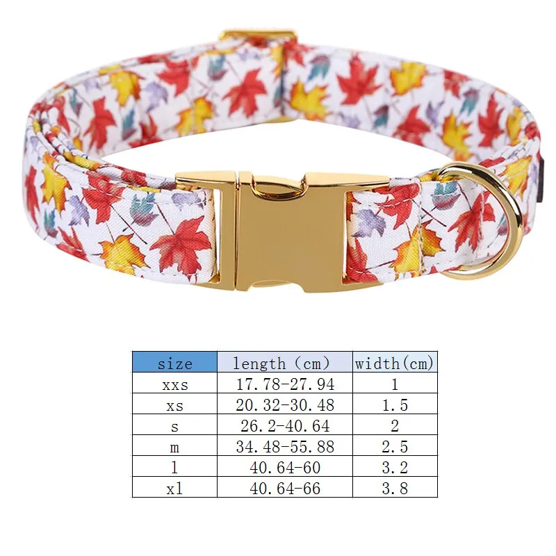 Fall Bow Tie Dog Collar with Fall Maple Leaf Print