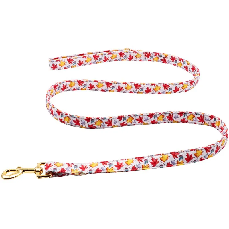 Fall Bow Tie Dog Collar with Fall Maple Leaf Print
