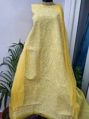 Fancy Cotton chikankari salwar suit in yellow