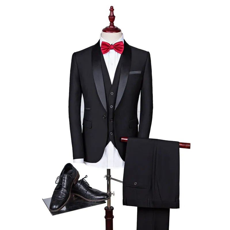 Fashion Wedding Groom Business Party Men's Set Slim Fit Suit Formal Ball Dress Men's Green Set