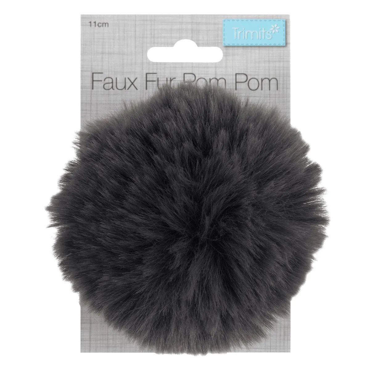 Faux Fur Pom Pom - Large 12cm - Grey