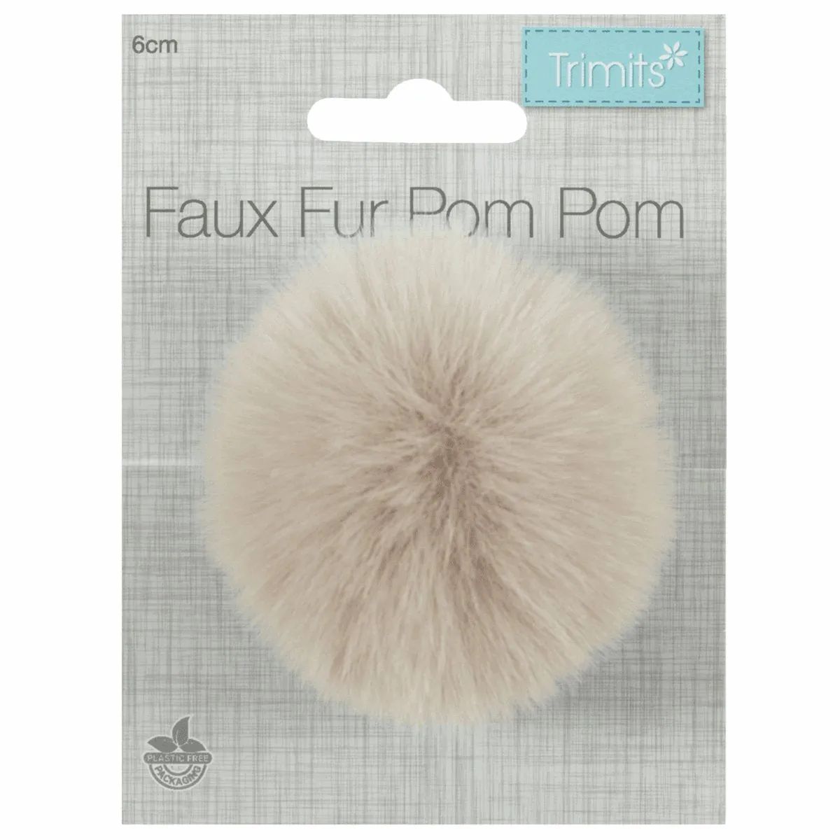 Faux Fur Pom Pom - Medium 6cm - Natural