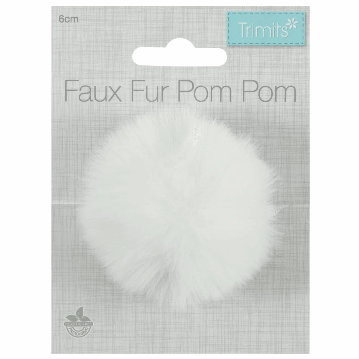 Faux Fur Pom Pom - Medium 6cm - White