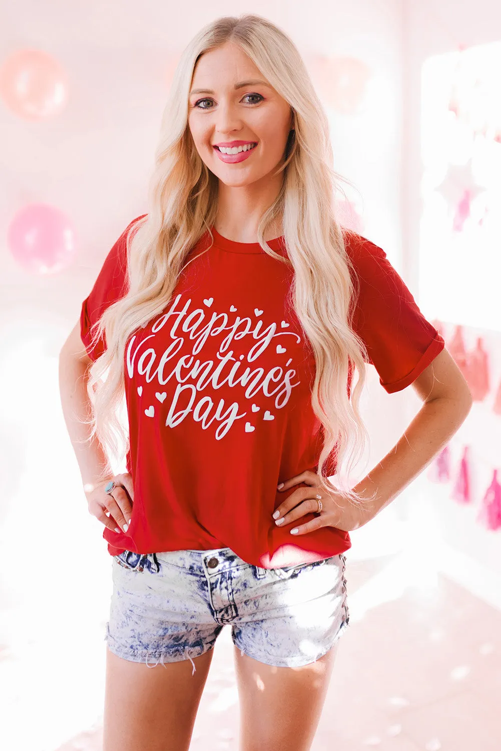 Fiery Red Happy Valentine's Day Heart Graphic Tee