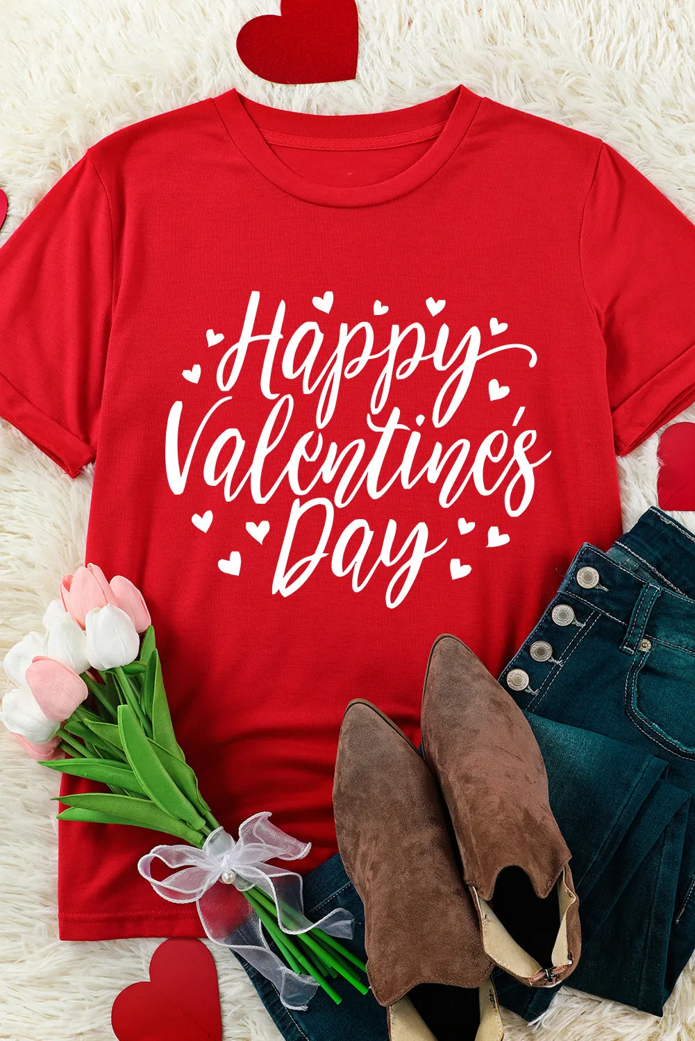 Fiery Red Happy Valentine's Day Heart Graphic Tee