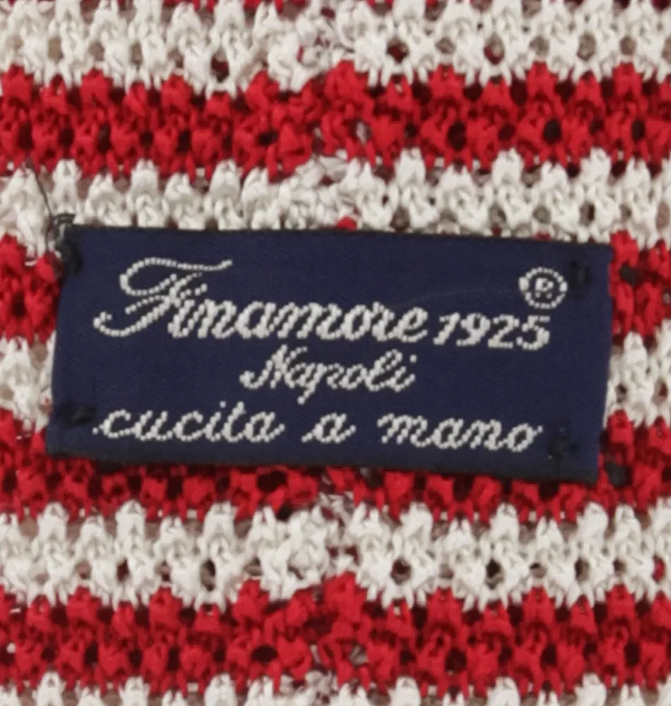 Finamore Napoli Red Knit Tie