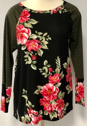 FLORAL KNIT RAGLAN TOP