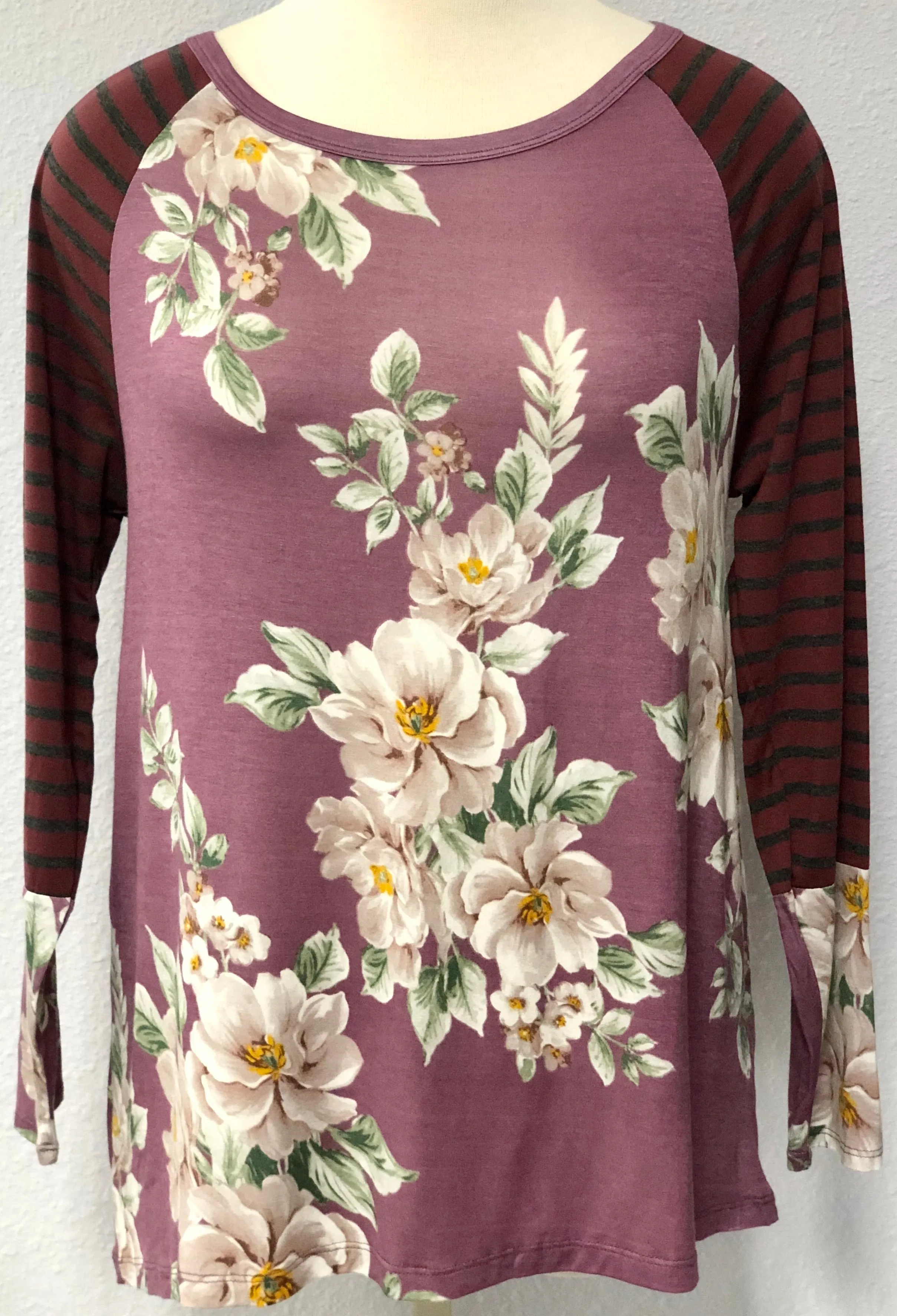 FLORAL KNIT RAGLAN TOP