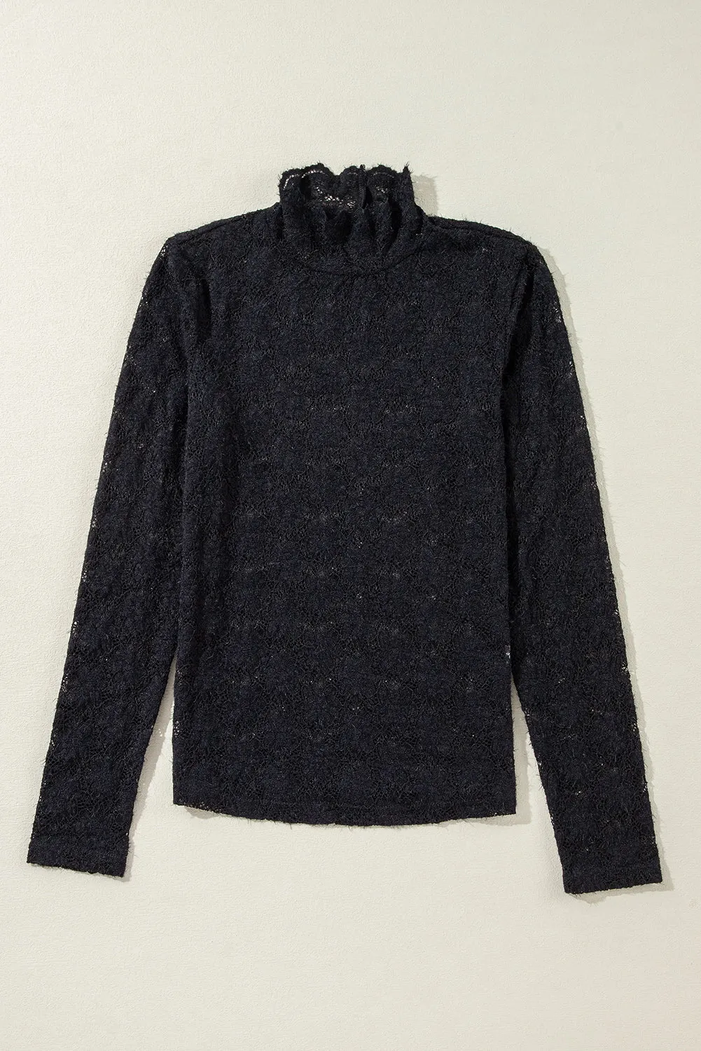 Floral Lace High Neck Long Sleeve Top