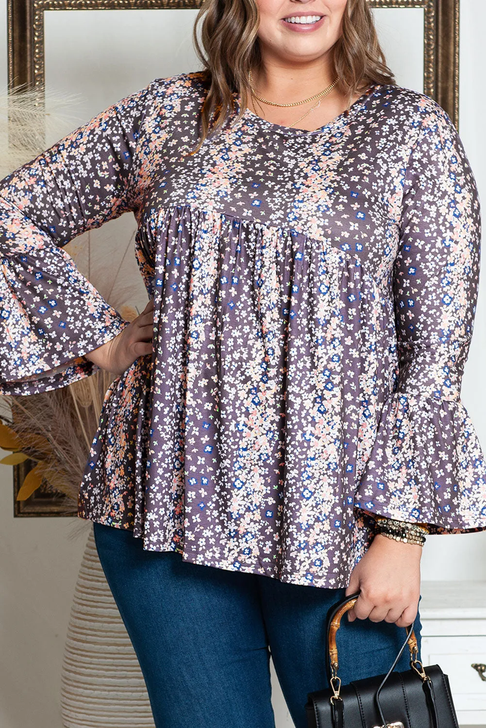 Floral Plus Size Babydoll Blouse