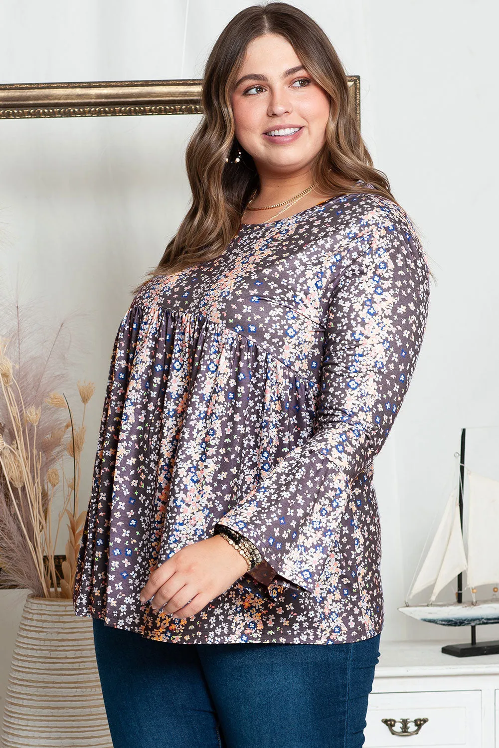 Floral Plus Size Babydoll Blouse