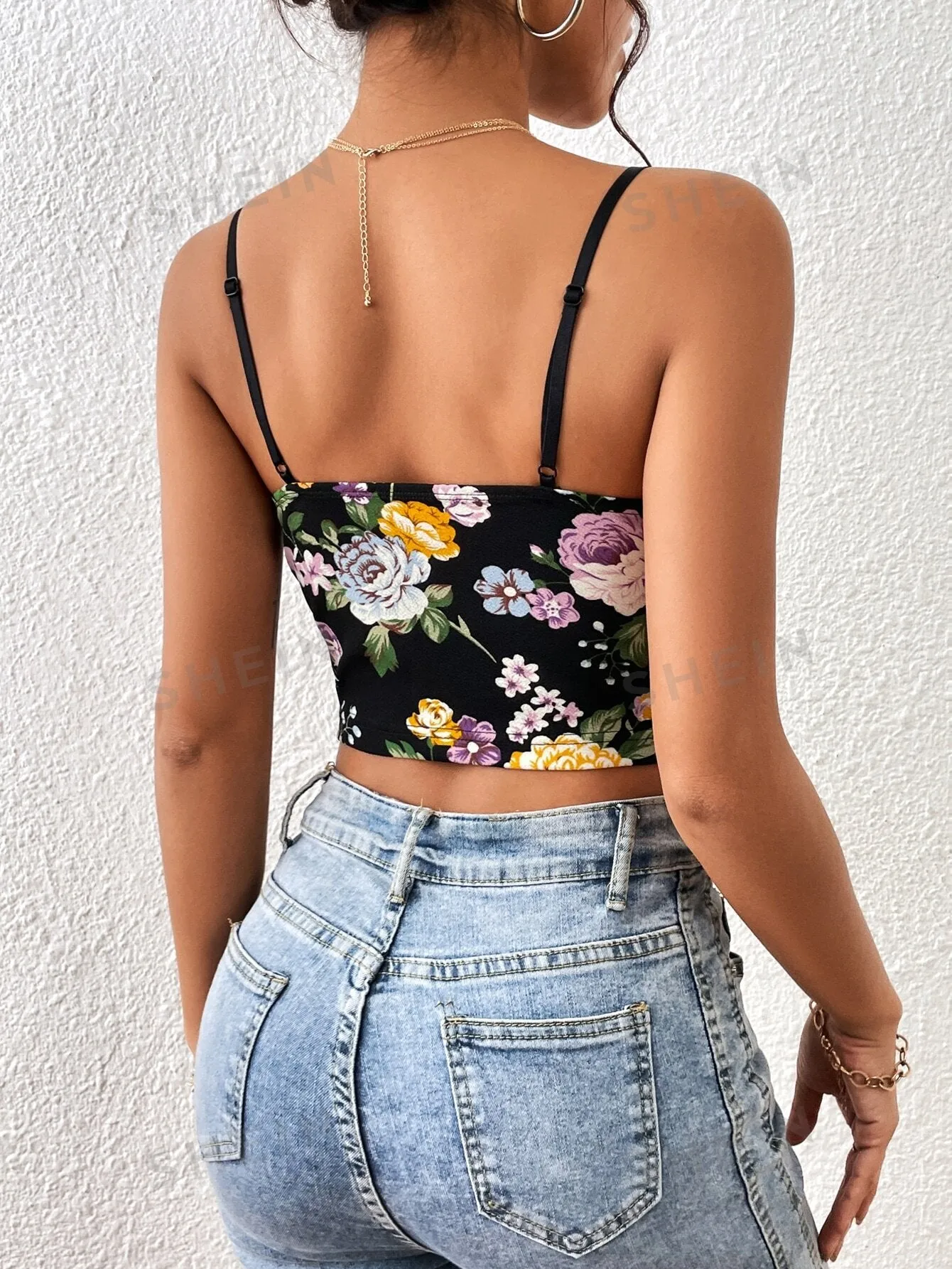 Floral Print Bustier Cami Summer Crop Top