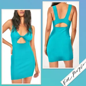 Free People Islander Sweater Mini Dress in Mar Chiquita (Aqua Blue-Green)