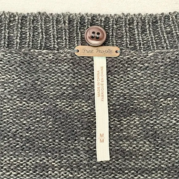 FREE PEOPLE Long Sleeve Cotton Blend Full Zip Up Knit Cardigan Sweater